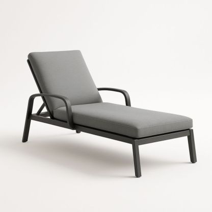 Outdoor Aluminium Sun Lounger with Grey Polyester Cushion