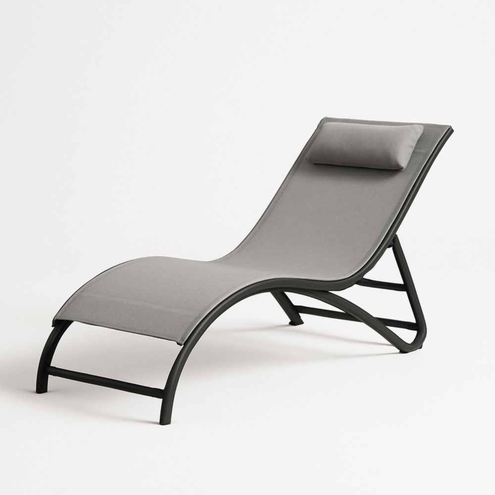 Outdoor Aluminium Sun Lounge with Grey Textilene Fabric
