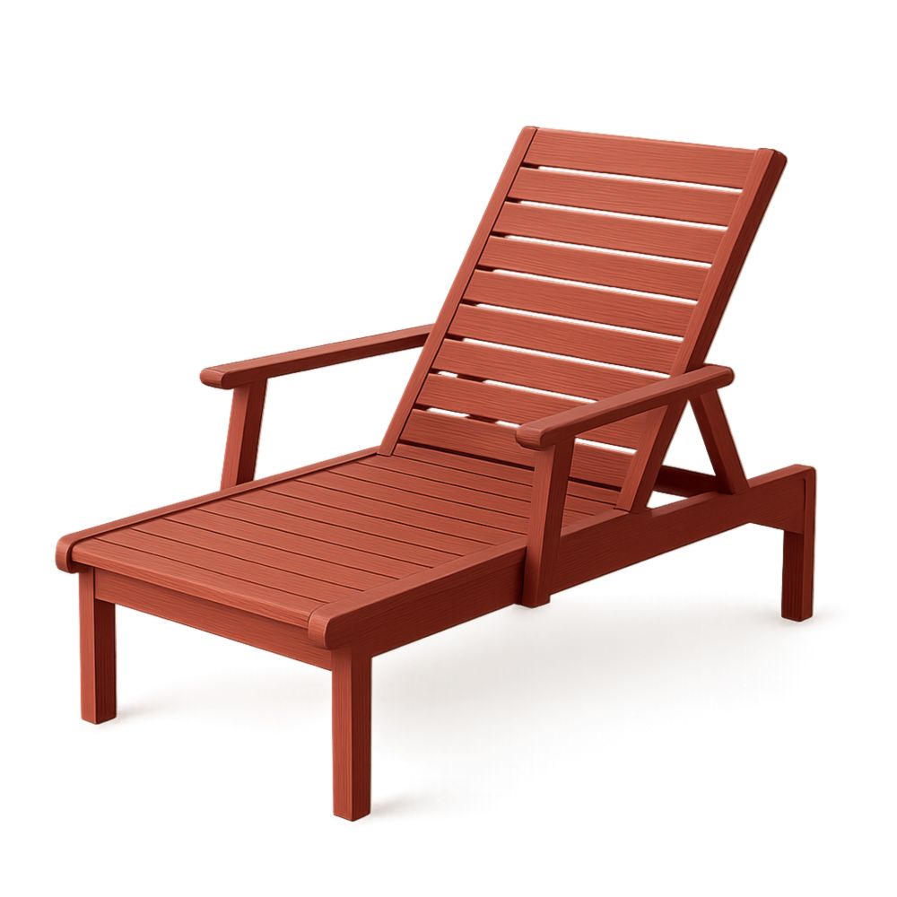 Outdoor Reclining Sun Lounger Chair Hardwood Slatted Design Red 195cm