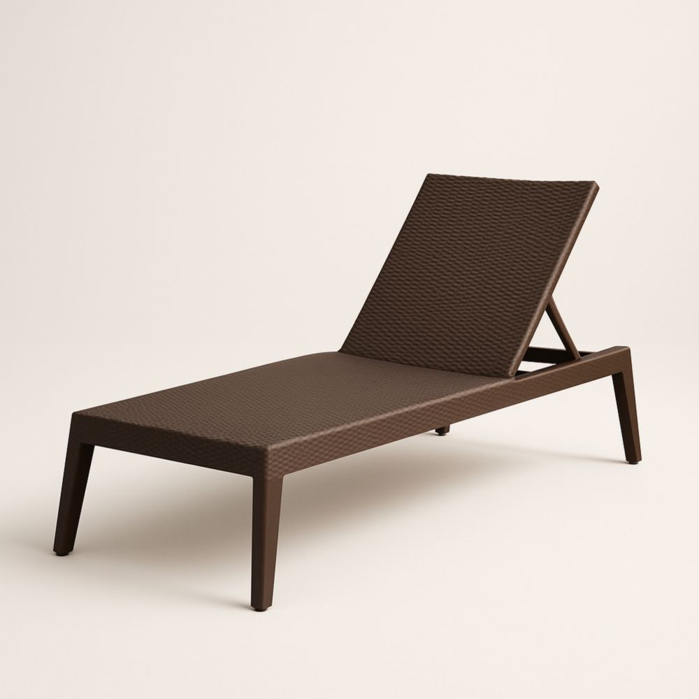 Outdoor Adjustable Reclining Sun Lounger Brown Wicker Look