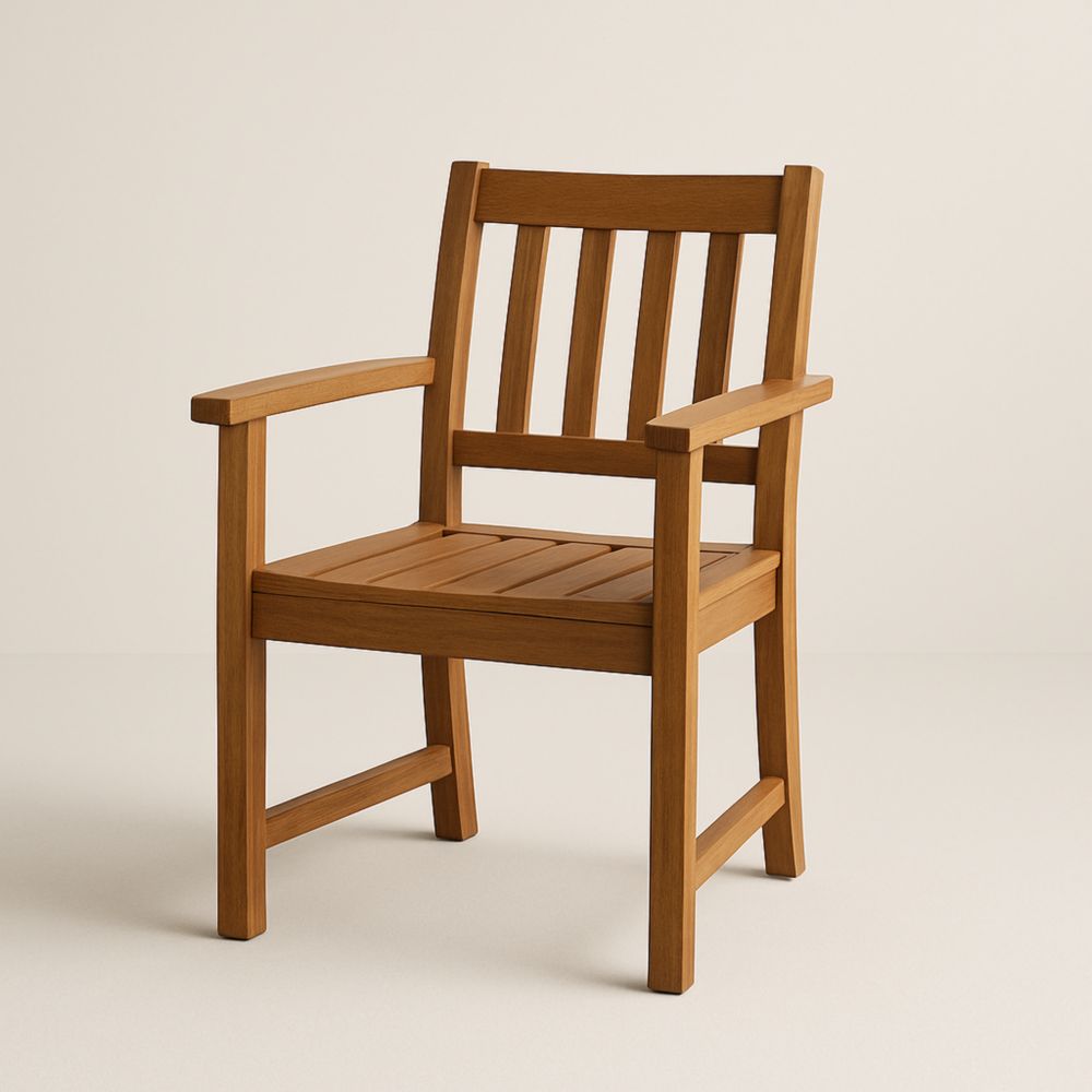 Wooden Outdoor Armchair Teak Brown 76cm x 56cm x 53cm