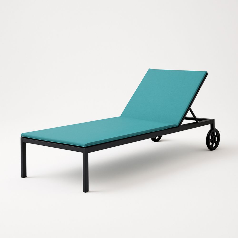 Outdoor Adjustable Aluminium Sun Lounger Black Frame Turquoise Polyester 196cm