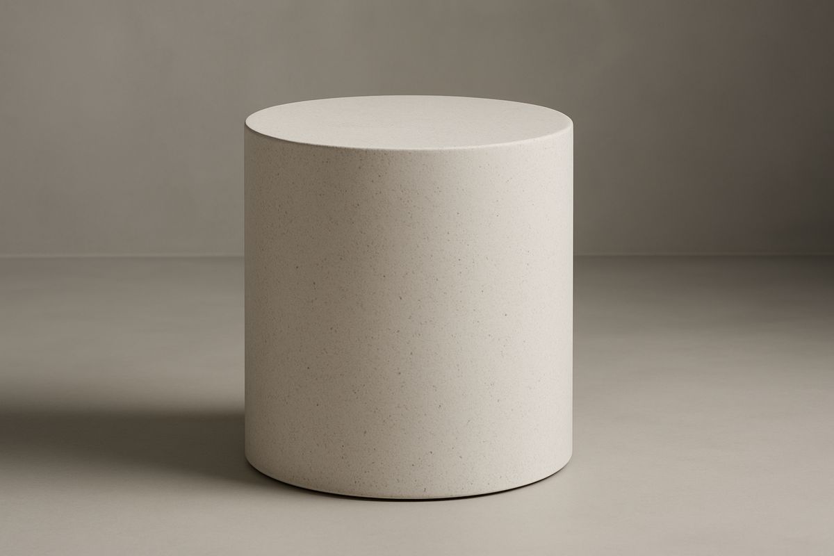 Concrete Cylinder Side Table Terrazzo Beige 40cm Diameter-Selorilto
