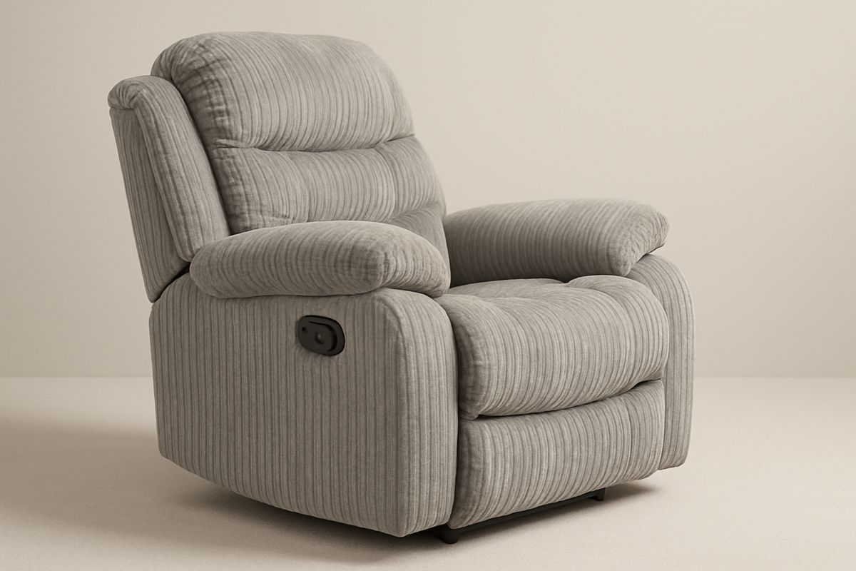 Recliner Chair Corduroy Fabric Grey Adjustable Backrest 95cm x 90cm x 100cm(L×W×H)-Selorilto