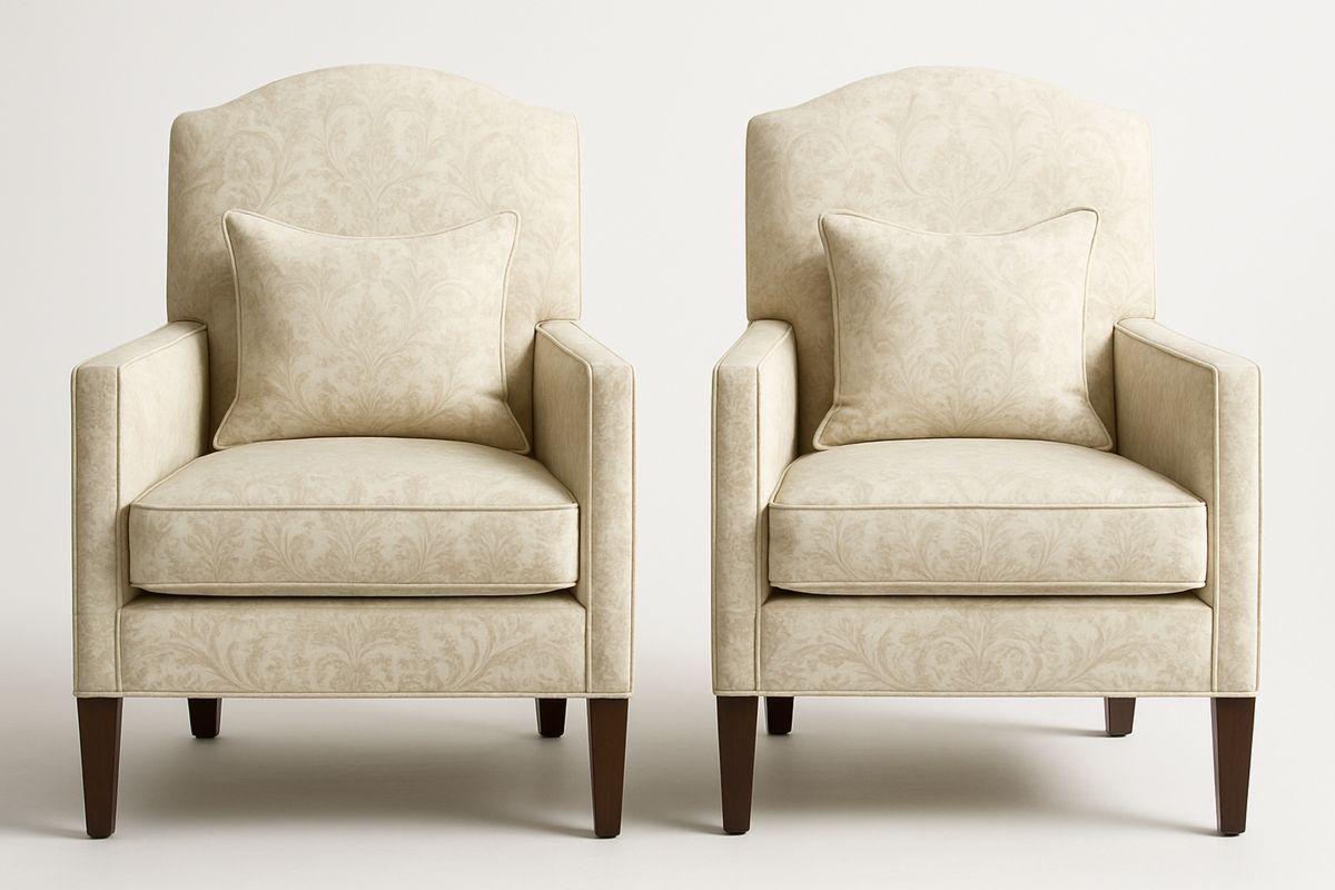 Set of 2 Polyester Fabric Upholstered Armchairs Beige Solid Wood Legs 75x80x90cm(W×D×H)-Selorilto