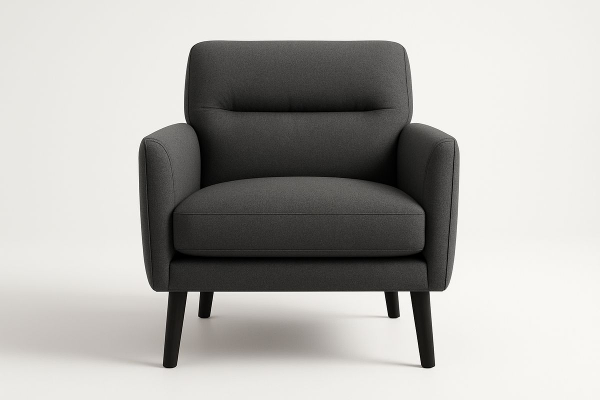 Dark Grey Polyester Fabric Armchair with Solid Wood Legs 92cm Length 88cm Width 84cm Height-Selorilto