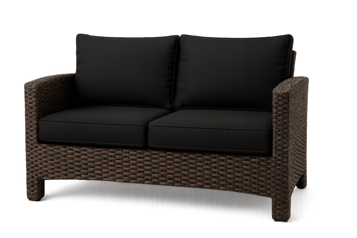 Wicker Two-Seater Sofa Polyester Cushion Black/Brown 140(L)cm-Toronivla