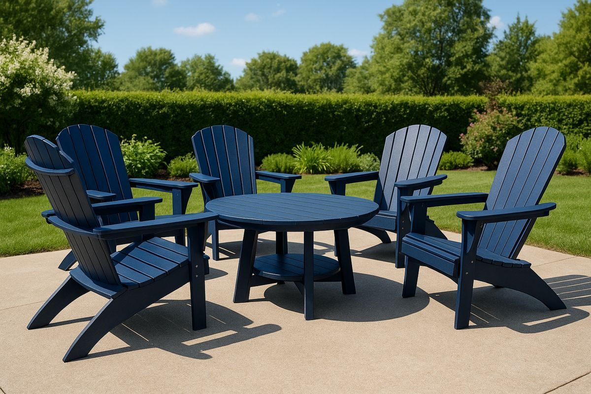 Outdoor Patio Furniture Set High-Density Polyethylene Blue 6-Piece-Selonilva