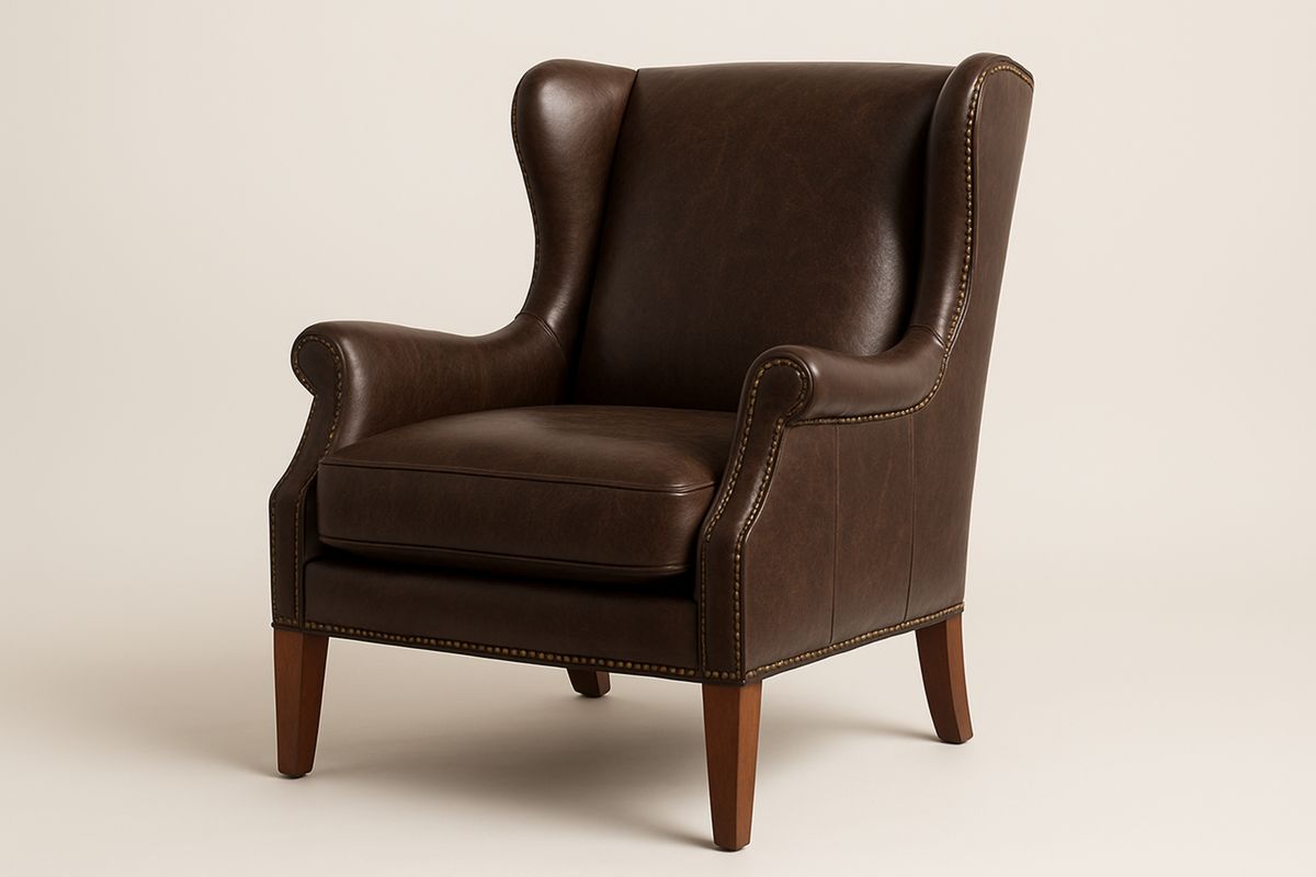 PU Leather Wingback Armchair Brown 100cm Height-Xenolirto
