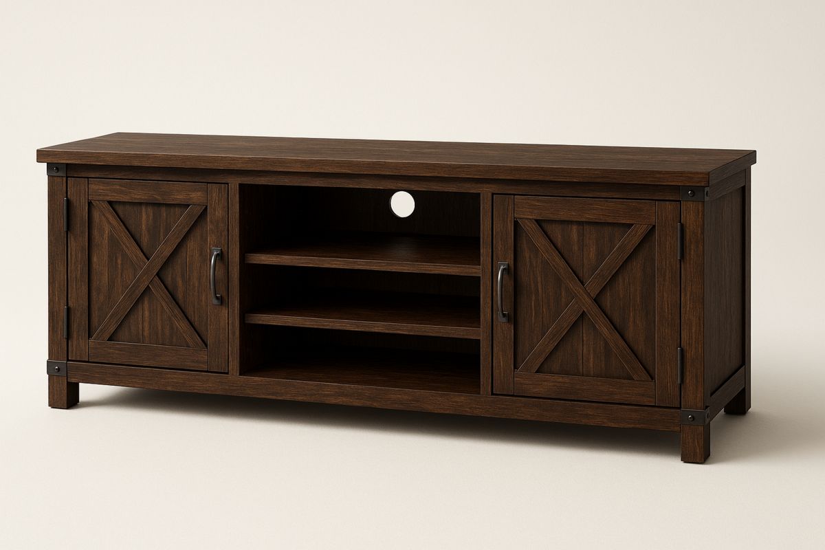 Walnut TV Stand with Shelves and Doors 150(L)cm-Xenolirto