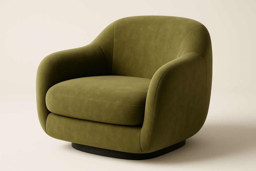 Olive Swivel Armchair Polyester Fabric 90cm