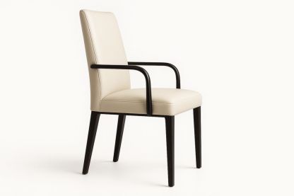 Cream Faux Leather Armchair Black Metal Frame 88cm Height 58cm Width 62cm Depth