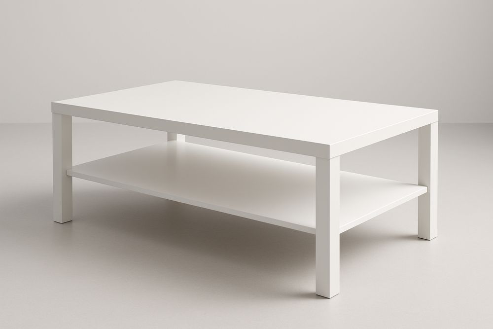 White MDF Coffee Table with Lower Shelf 100cm x 60cm