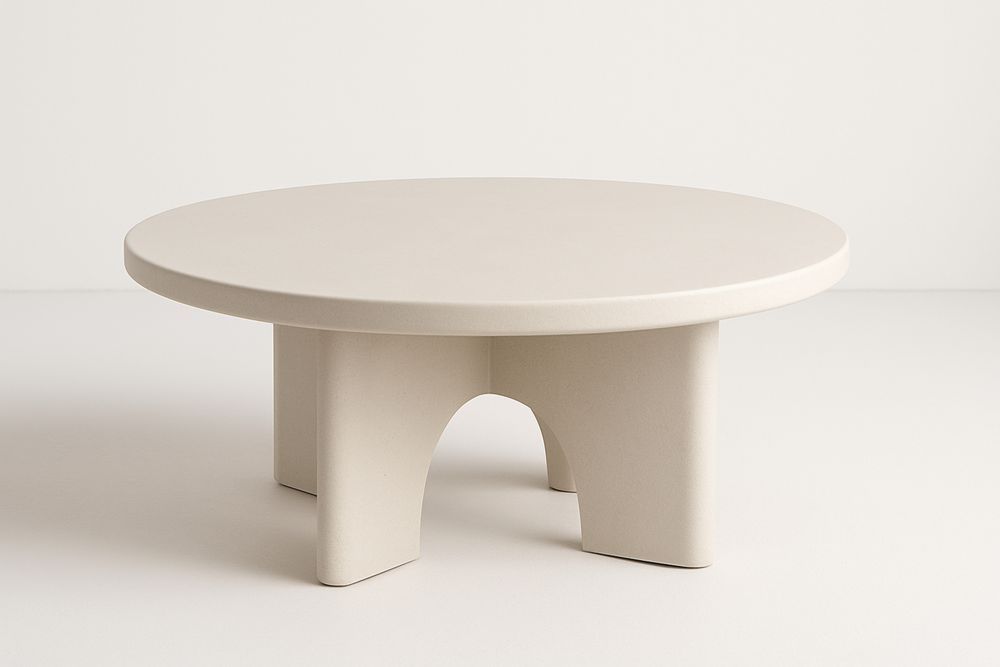 Round Coffee Table Reinforced Concrete 90cm Diameter Beige
