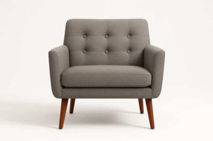 Grey Fabric Armchair with Solid Wood Legs 84cm