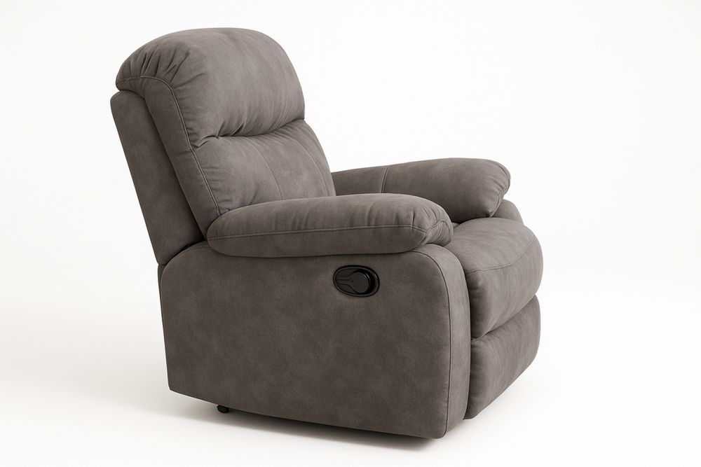 Recliner Armchair Microfibre Fabric Adjustable Grey 102cm x 90cm x 85cm