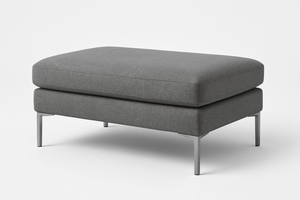 Rectangular Ottoman with Polyester Fabric and Steel Frame 130x70x45cm Grey