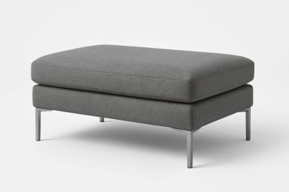 Rectangular Ottoman with Polyester Fabric and Steel Frame 130x70x45cm Grey