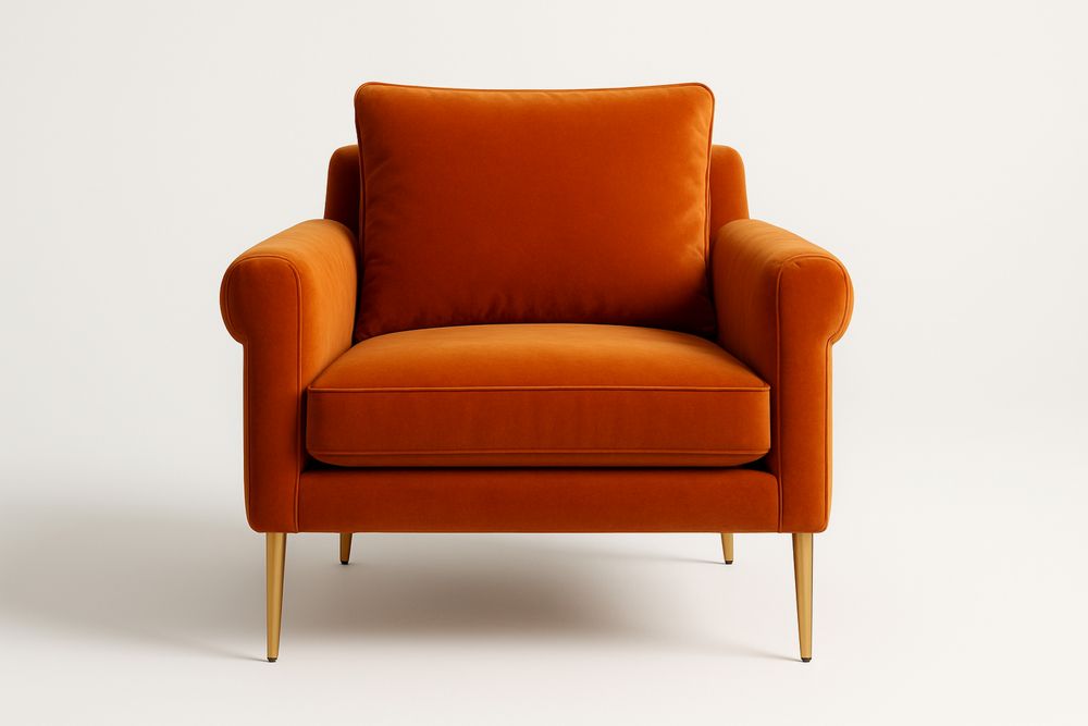 Velvet Armchair with Metal Legs Orange