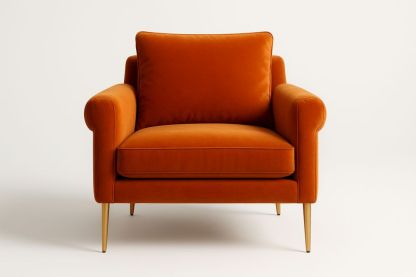 Velvet Armchair with Metal Legs Orange