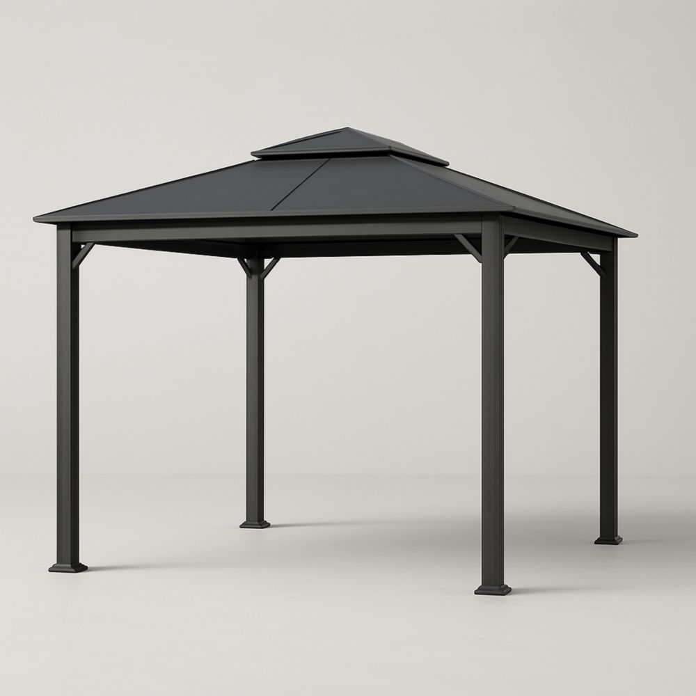Outdoor Steel Gazebo with Polycarbonate Roof