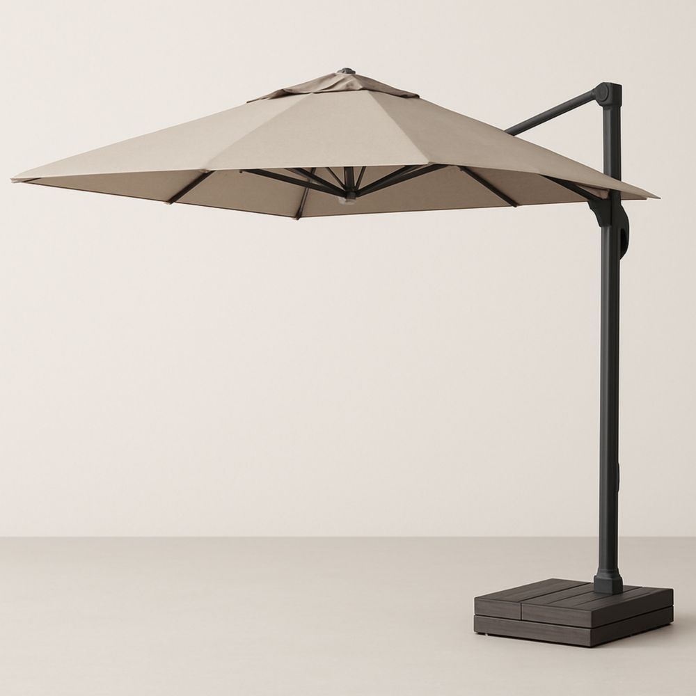 Outdoor Cantilever Umbrella Round 3m Beige Polyester Aluminium