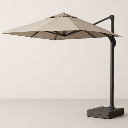 Outdoor Cantilever Umbrella Round 3m Beige Polyester Aluminium