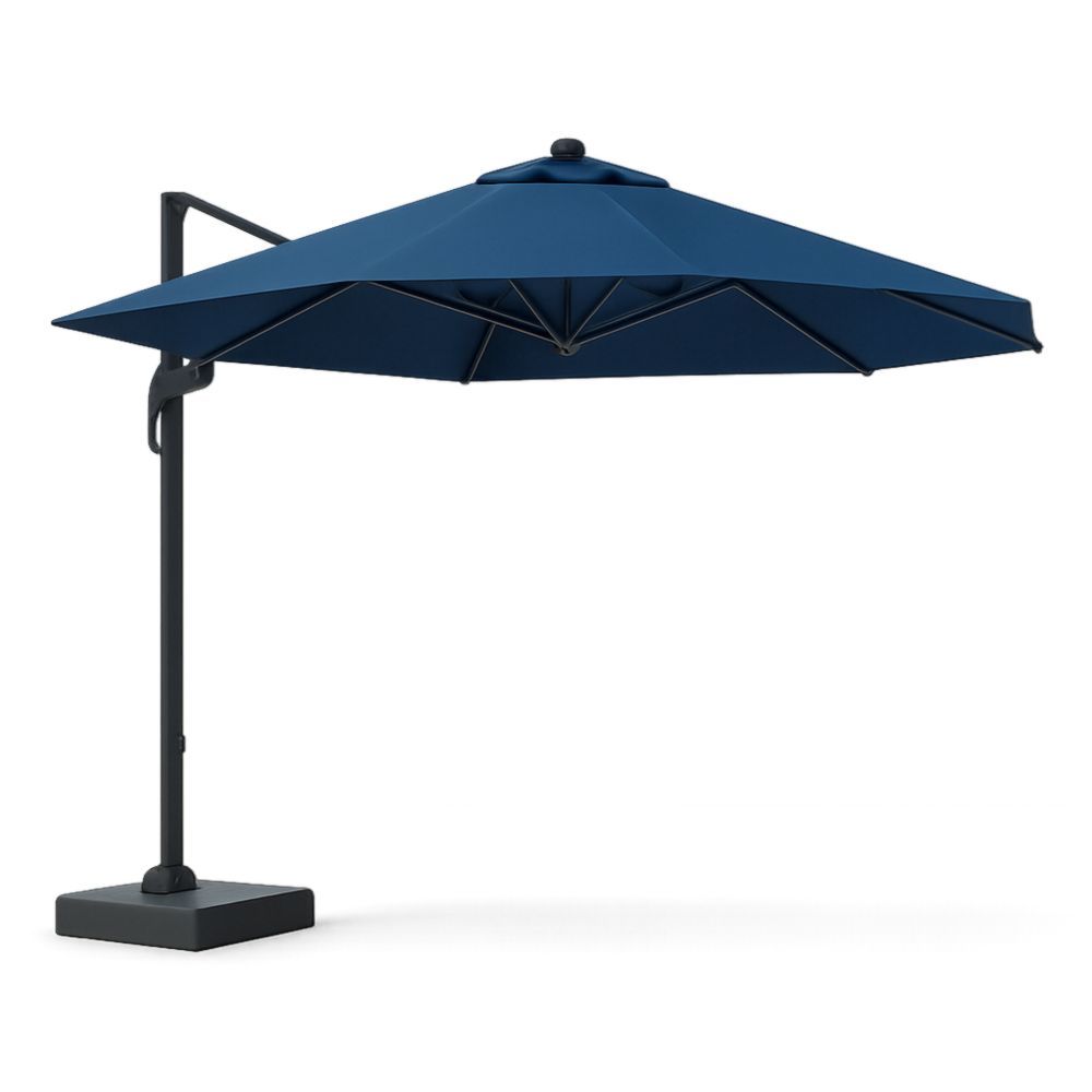 Outdoor Cantilever Umbrella Round Navy Polyester Aluminium Frame 300cm