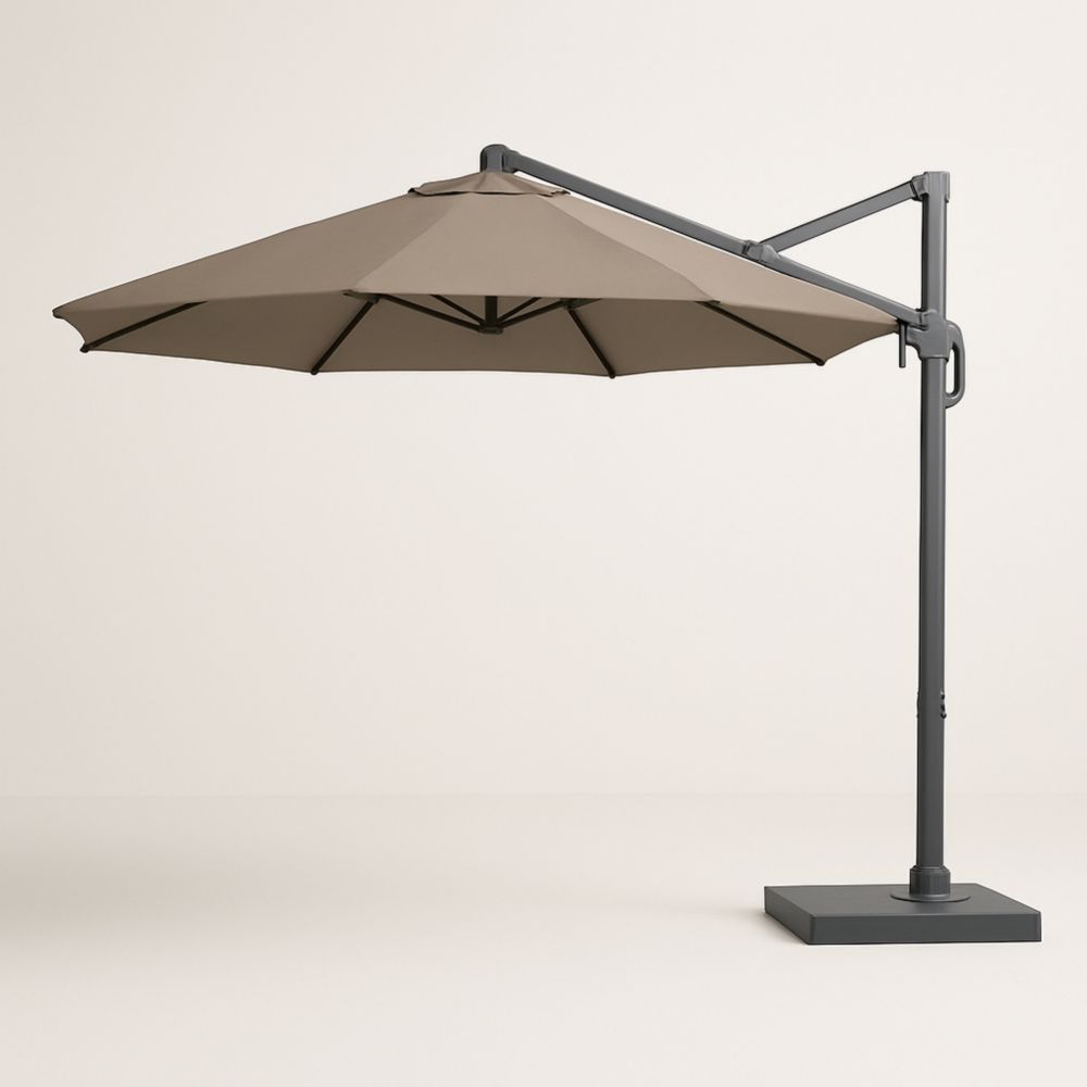 Outdoor Cantilever Umbrella Round Taupe Polyester 300cm