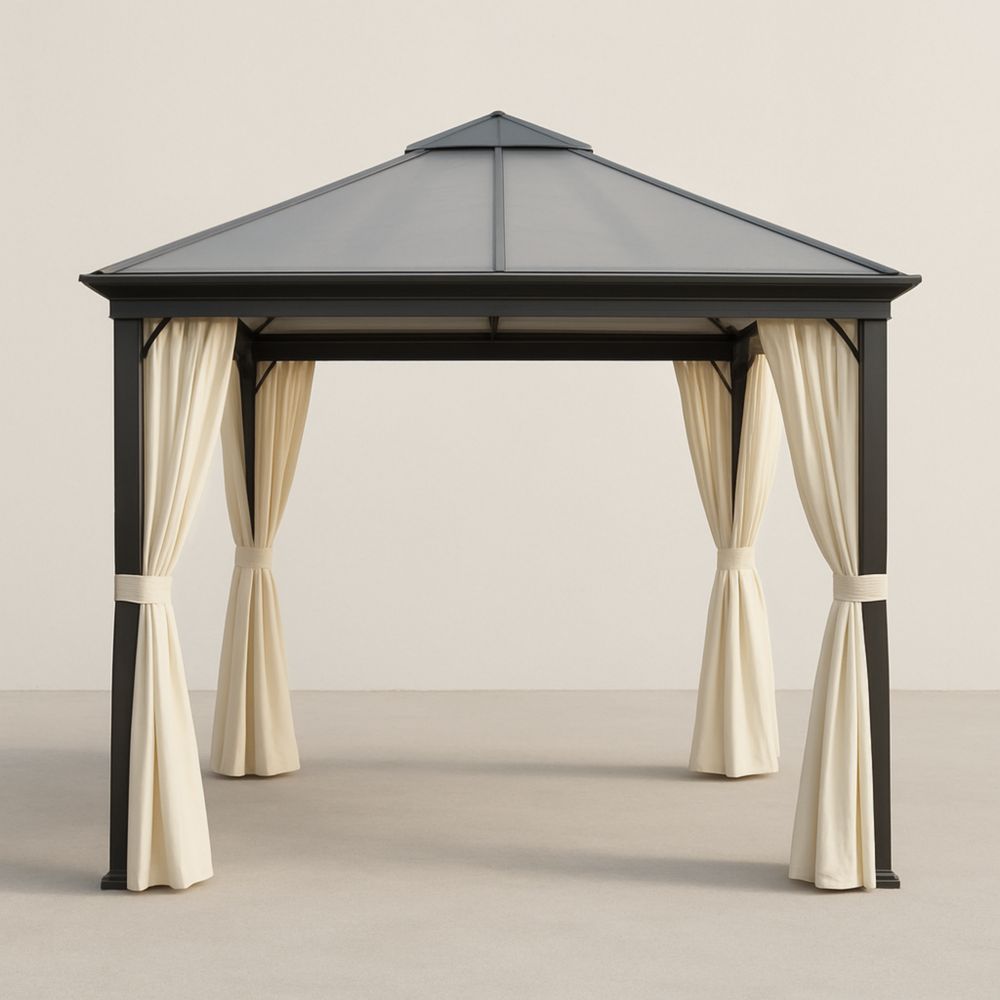 Outdoor Gazebo with Steel Frame and Polycarbonate Roof 350cm x 350cm x 275cm
