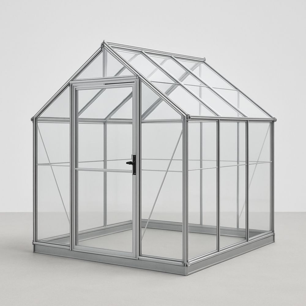 Aluminium Frame Greenhouse with Polycarbonate Panels 190 x 190 x 210 cm Silver