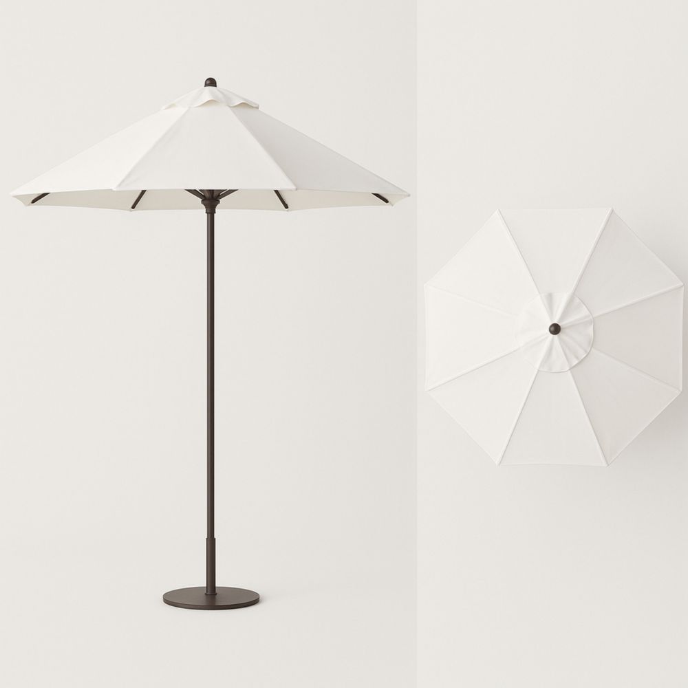 Outdoor Patio Umbrella Round White Aluminium Frame