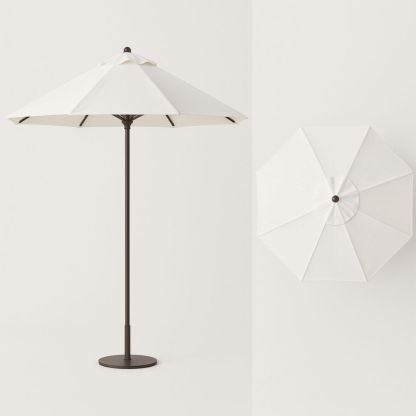 Outdoor Patio Umbrella Round White Aluminium Frame