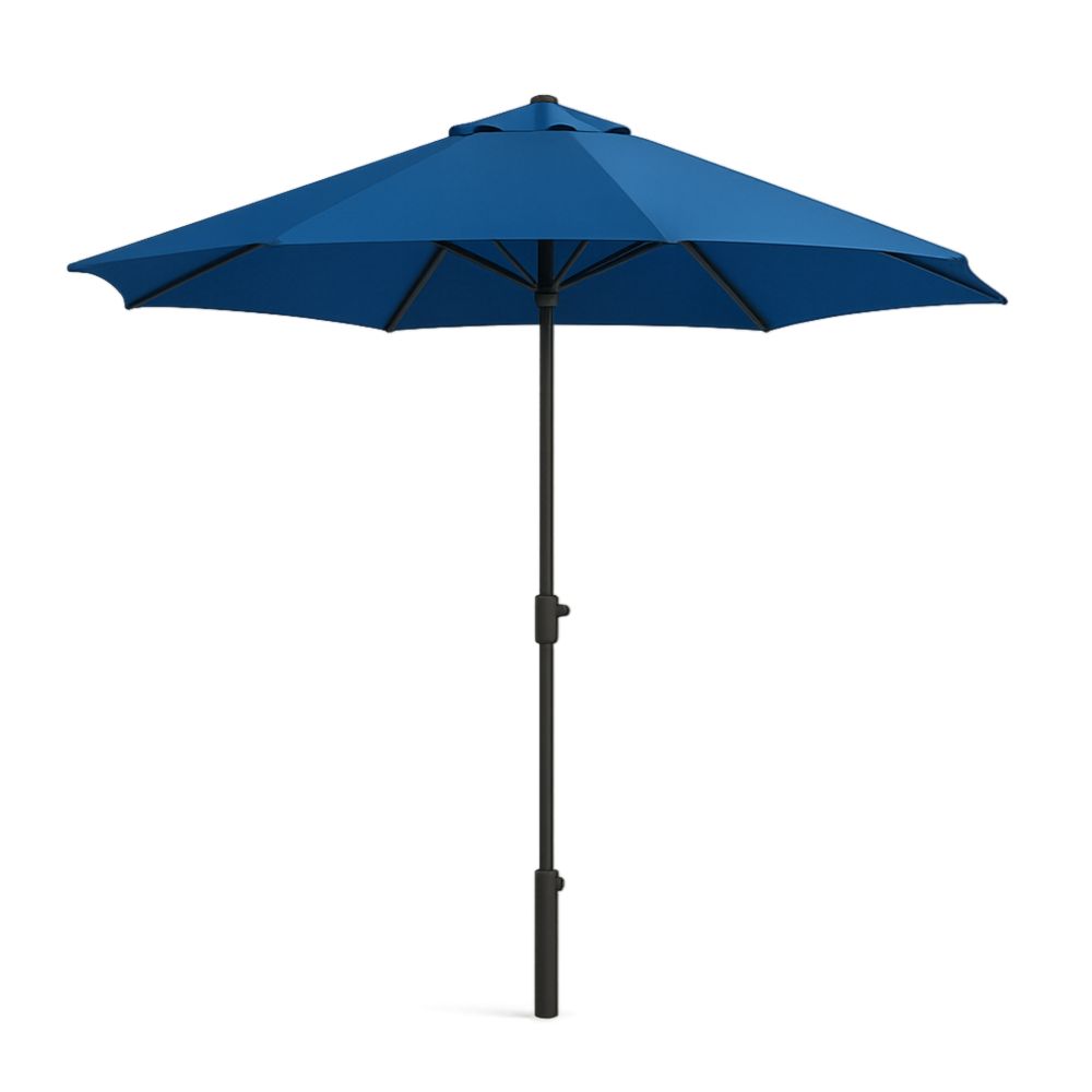 Outdoor Patio Umbrella Round Blue Polyester Canopy with Steel Pole 300cm