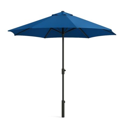 Outdoor Patio Umbrella Round Blue Polyester Canopy with Steel Pole 300cm