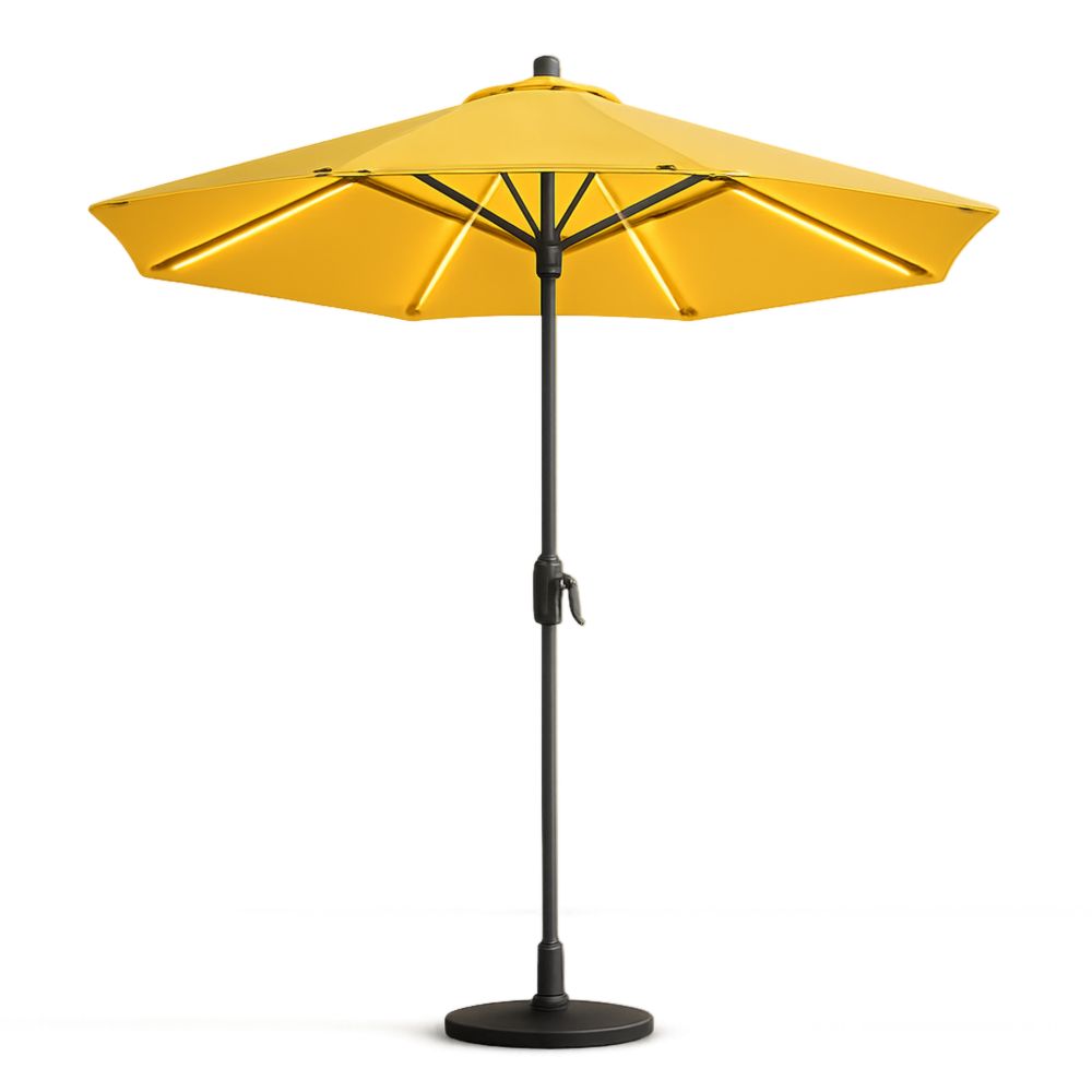 Yellow Outdoor Umbrella Aluminium Polyester Canopy 270cm