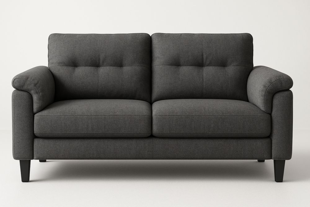 Two-Seater Sofa Polyester Blend Dark Grey