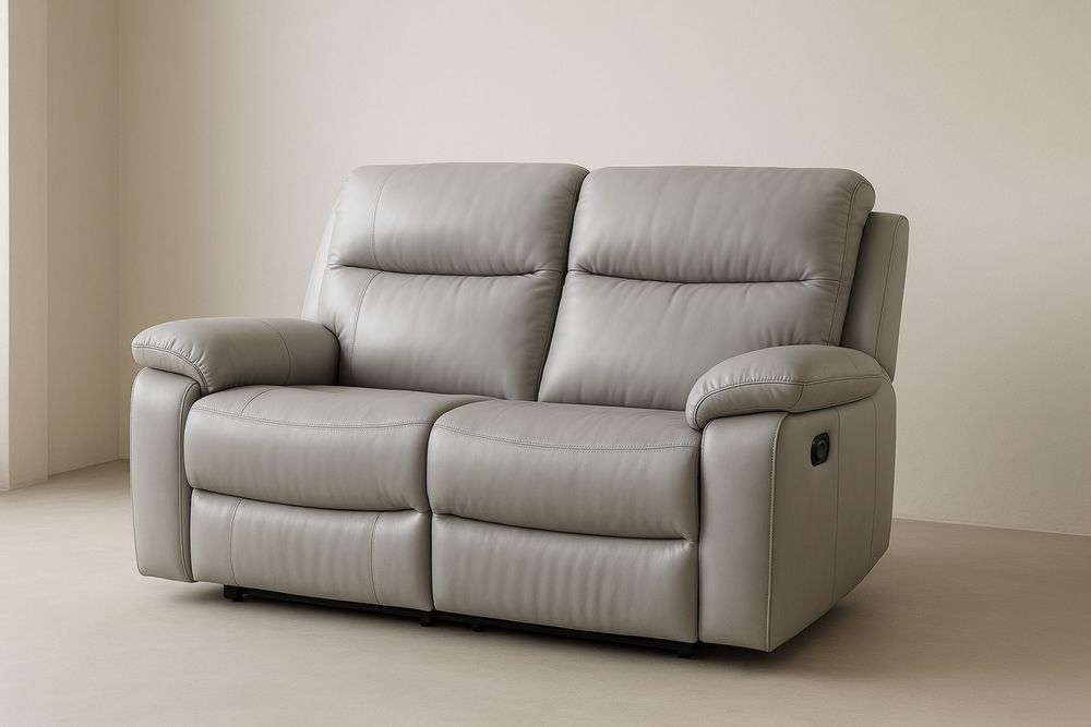 Leather Recliner Two-Seater Sofa Grey 150cm