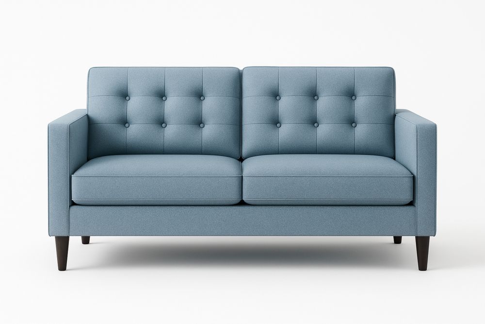 2 Seater Sofa Polyester Upholstery Wood Legs Light Blue