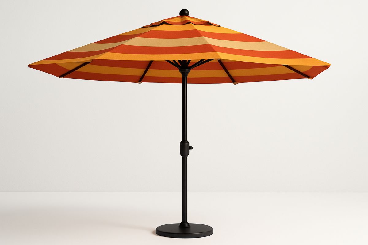 Outdoor Garden Umbrella Acrylic Fabric Stripe Orange/Red Ø2.7m-Toronirva