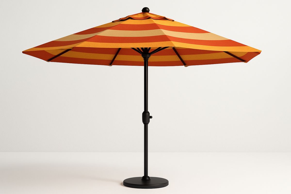 Outdoor Garden Umbrella Acrylic Fabric Stripe Orange/Red Ø2.7m-Toronirva