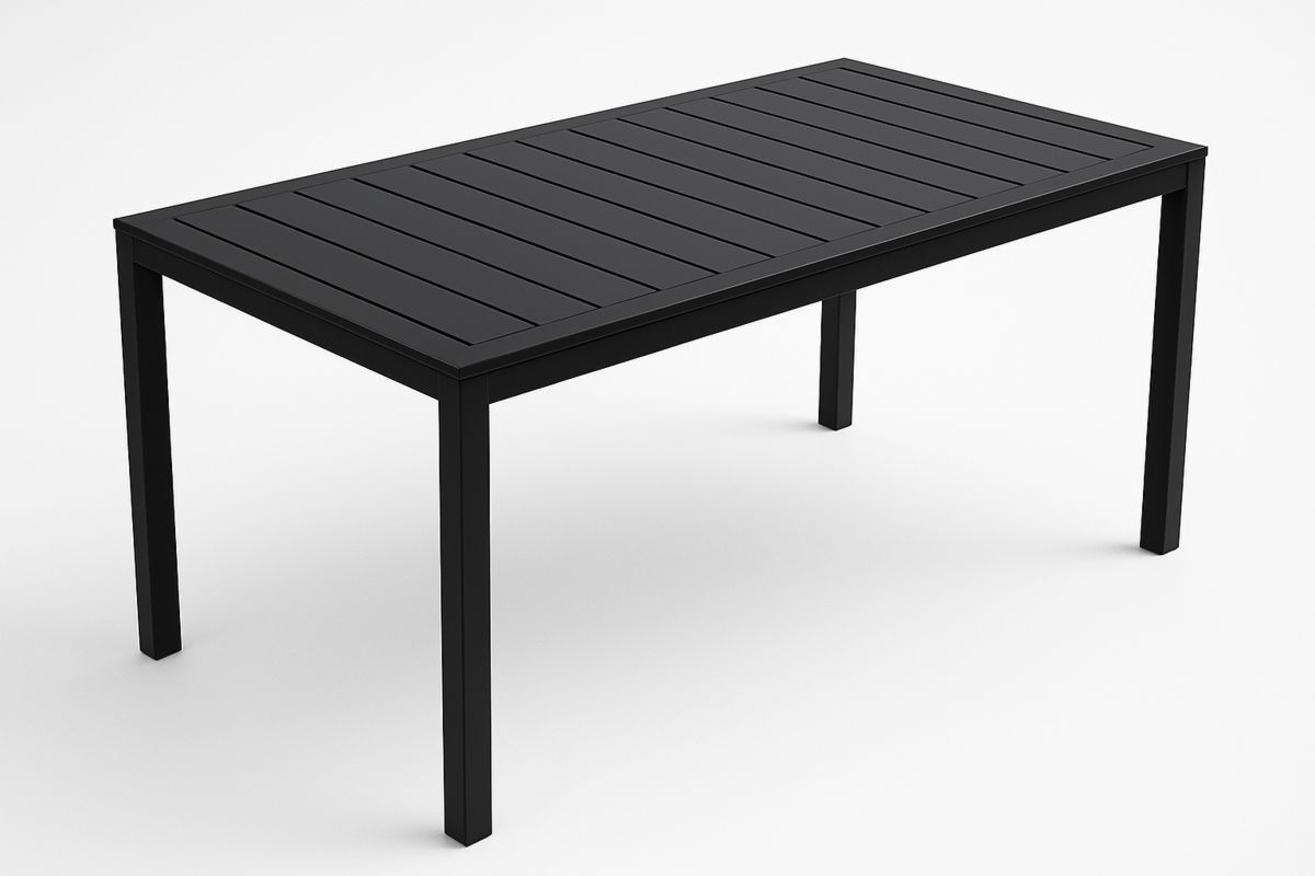 Rectangular Aluminium Patio Table in Black 200cm x 100cm x 75cm（L×W×H）-Toronirva