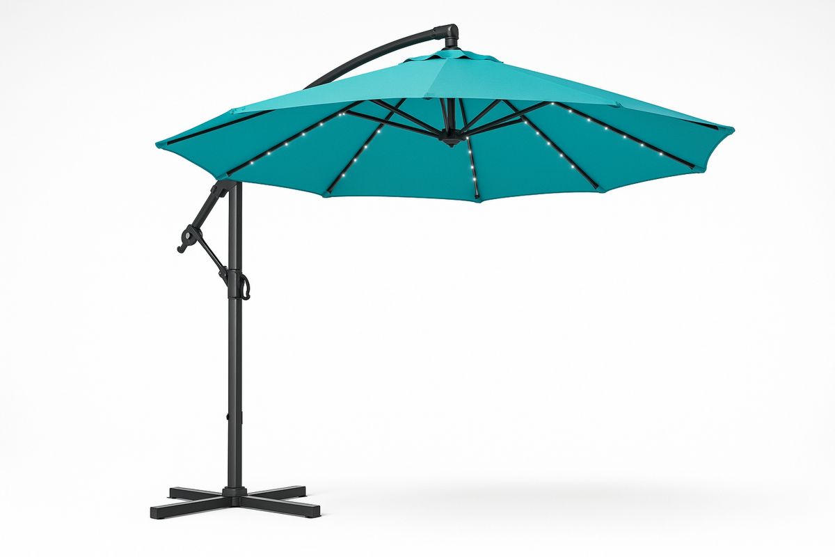 Outdoor Cantilever Umbrella Aluminium Frame Round Teal 300cm Diameter-Toronirva