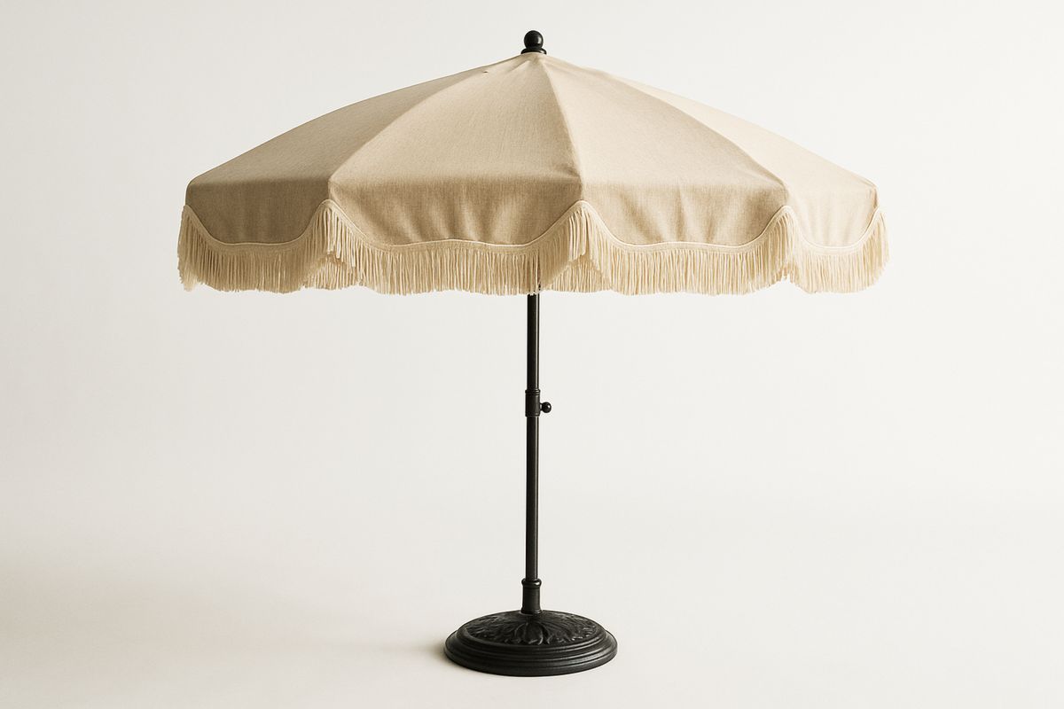 Outdoor Patio Umbrella Polyester Canopy Round Beige Ø2m-Toronirva