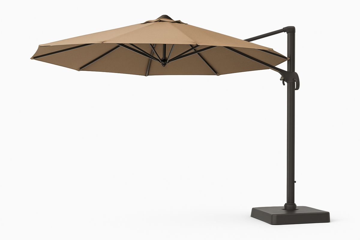Outdoor Cantilever Parasol Polyester Canopy Round Brown Ø3m-Toronirva