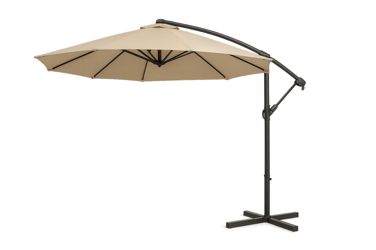 Outdoor Cantilever Umbrella Polyester Fabric Beige Ø3m-Toronirva