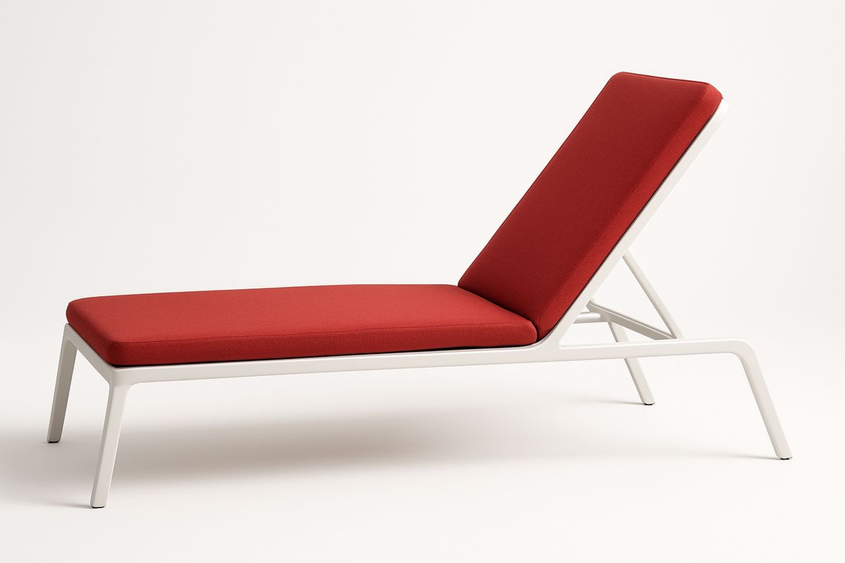 Outdoor Chaise Lounge Aluminium Frame Polyester Cushions Red 190(L)cm-Halonavli