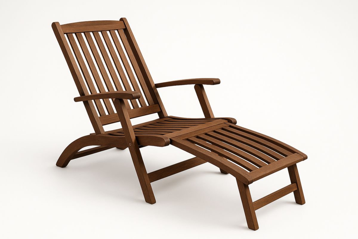 Outdoor Reclining Chaise Lounge Solid Acacia Wood Brown Adjustable Foldable Chair-Halonavli