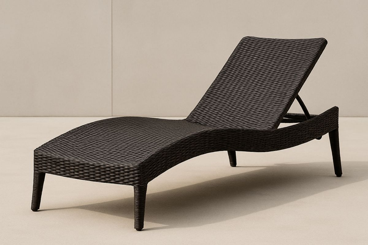 Outdoor Wicker Sun Lounger Adjustable Backrest Brown 200(L)cm-Halonavli