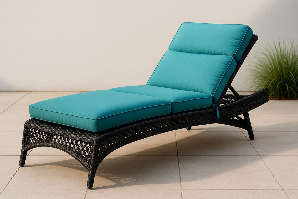 Outdoor Chaise Lounge Wicker Rattan Recliner Turquoise Cushion-Halonavli